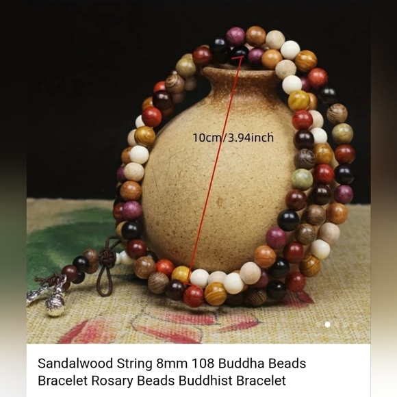Sandalwood mala String 108 Buddha Beads Bracelet Rosary Beads Buddhist Bracelet - Picture 4 of 4